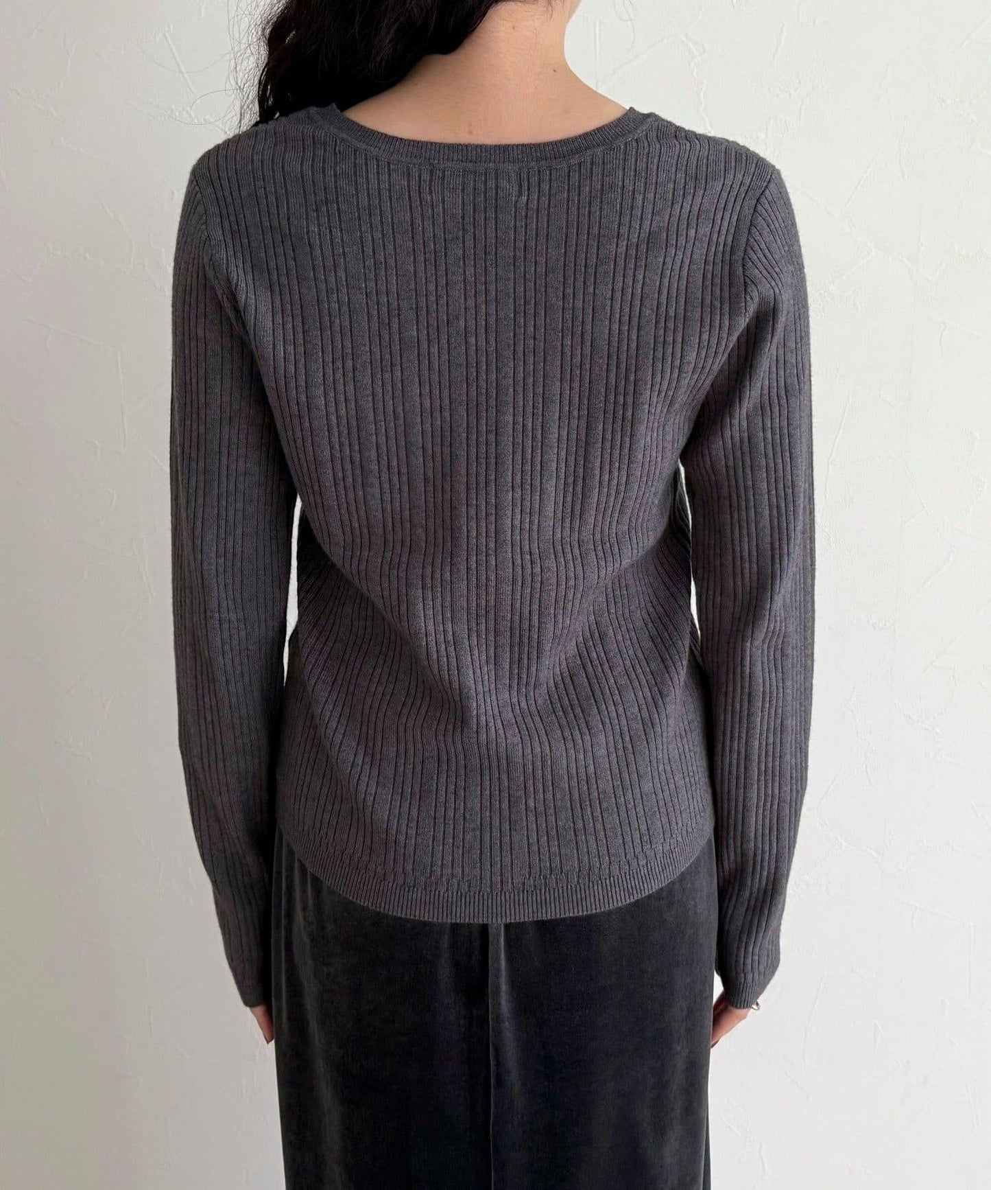 V領羅紋針織套頭衫