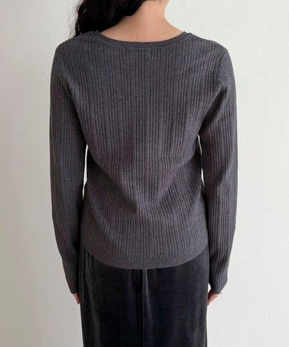 V領羅紋針織套頭衫