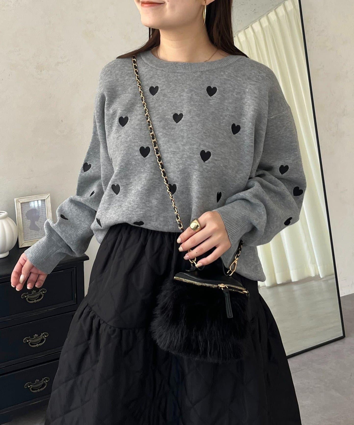 愛心刺繡衛衣風針織衫