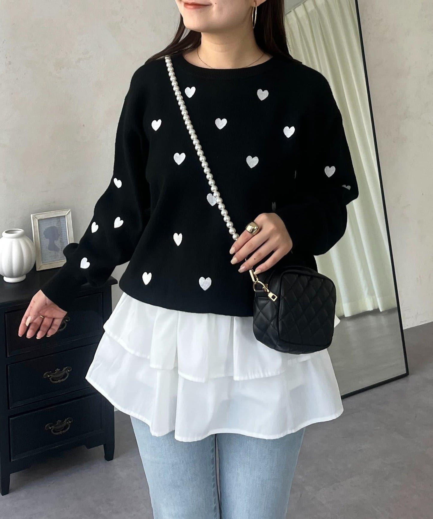 愛心刺繡衛衣風針織衫
