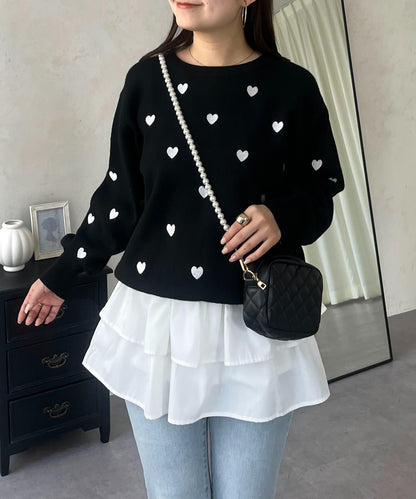 愛心刺繡衛衣風針織衫