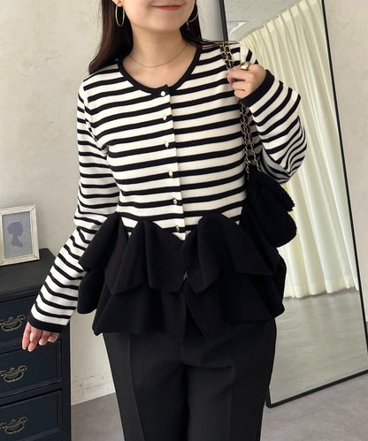 下襬荷葉邊針織開衫