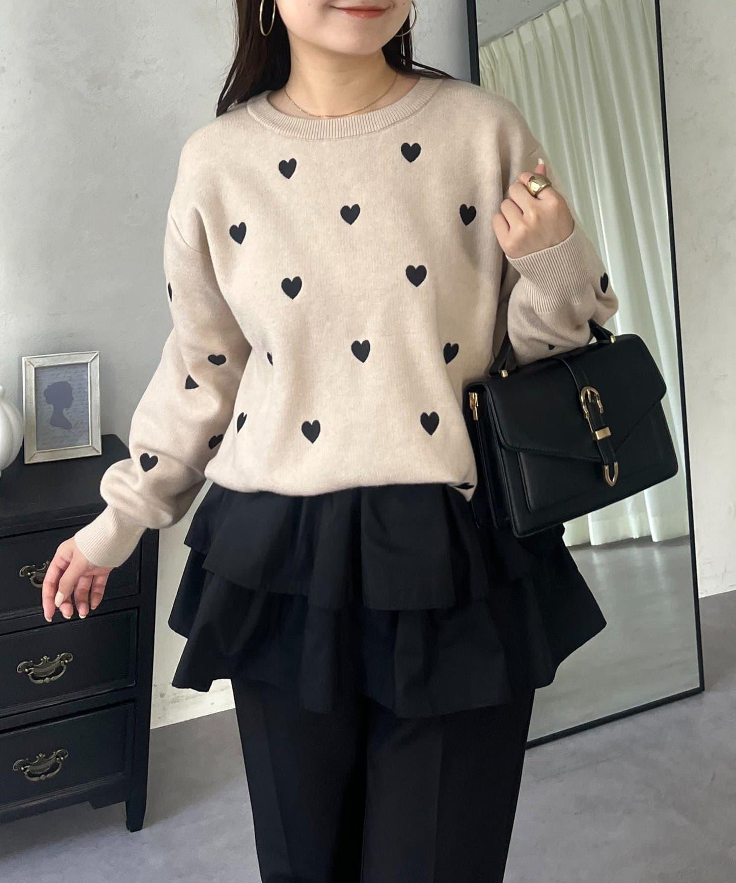 愛心刺繡衛衣風針織衫