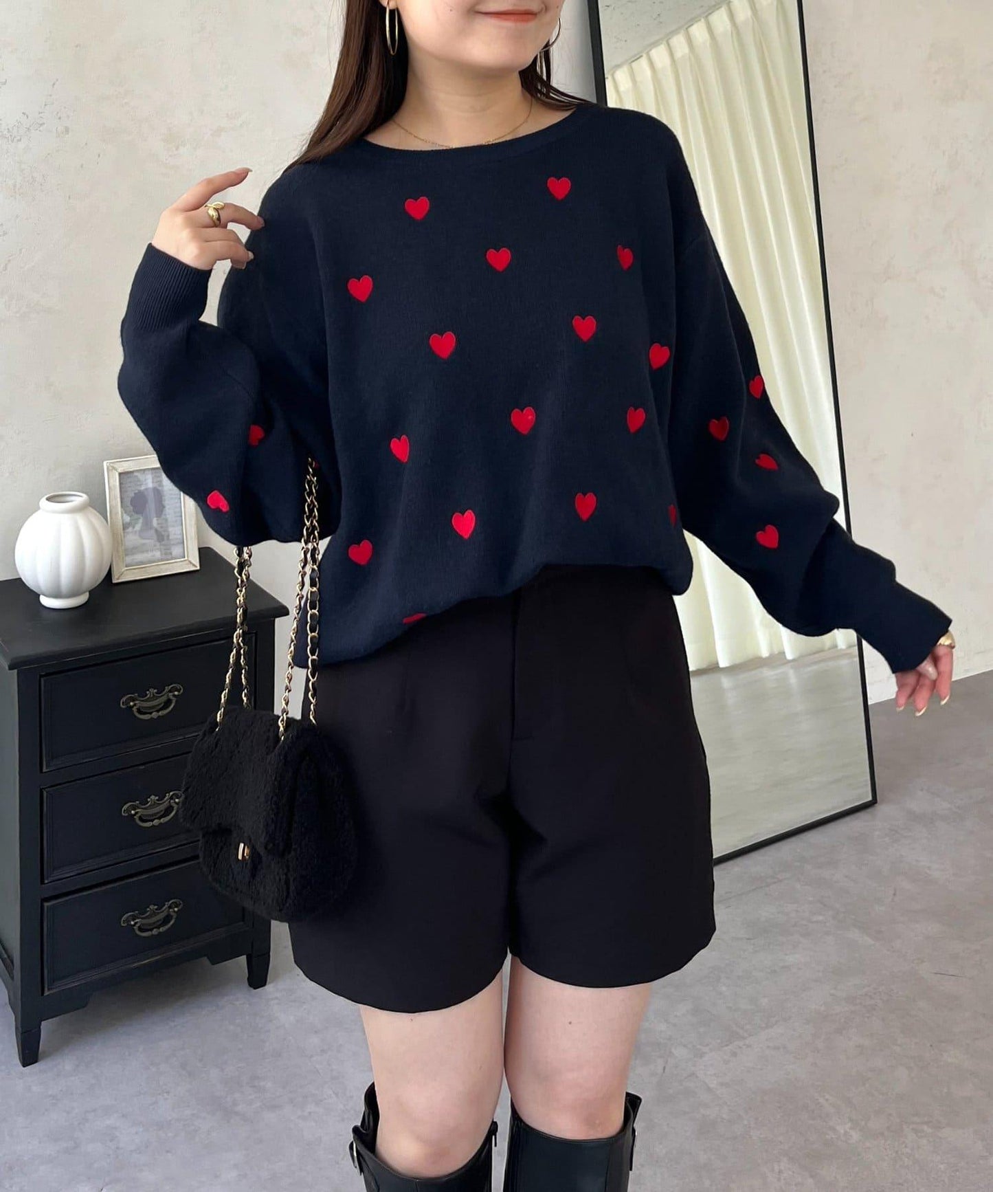 愛心刺繡衛衣風針織衫