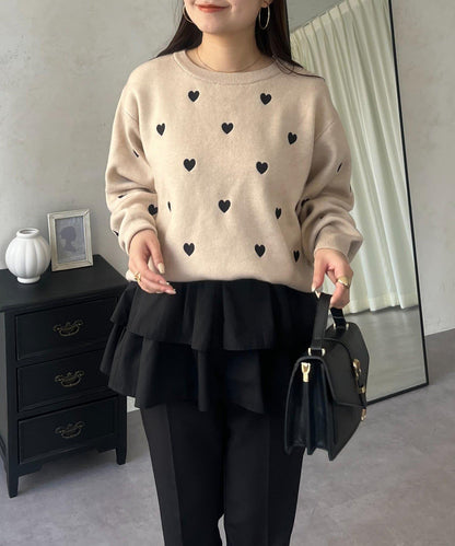 愛心刺繡衛衣風針織衫