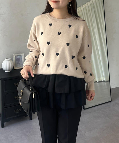 愛心刺繡衛衣風針織衫