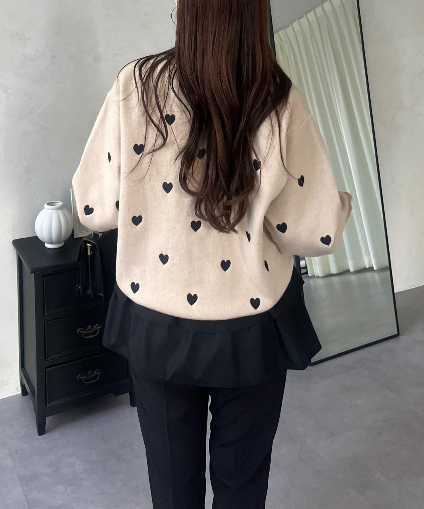 愛心刺繡衛衣風針織衫