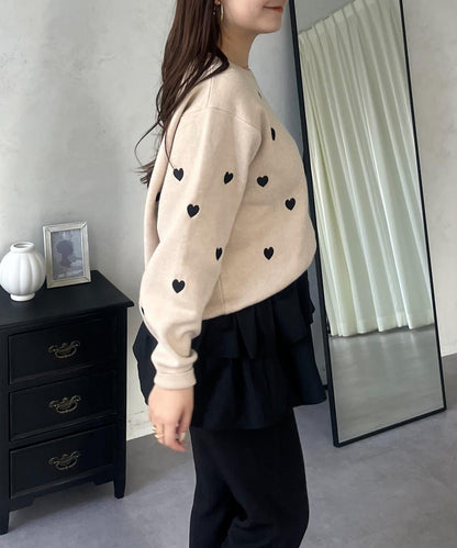 愛心刺繡衛衣風針織衫