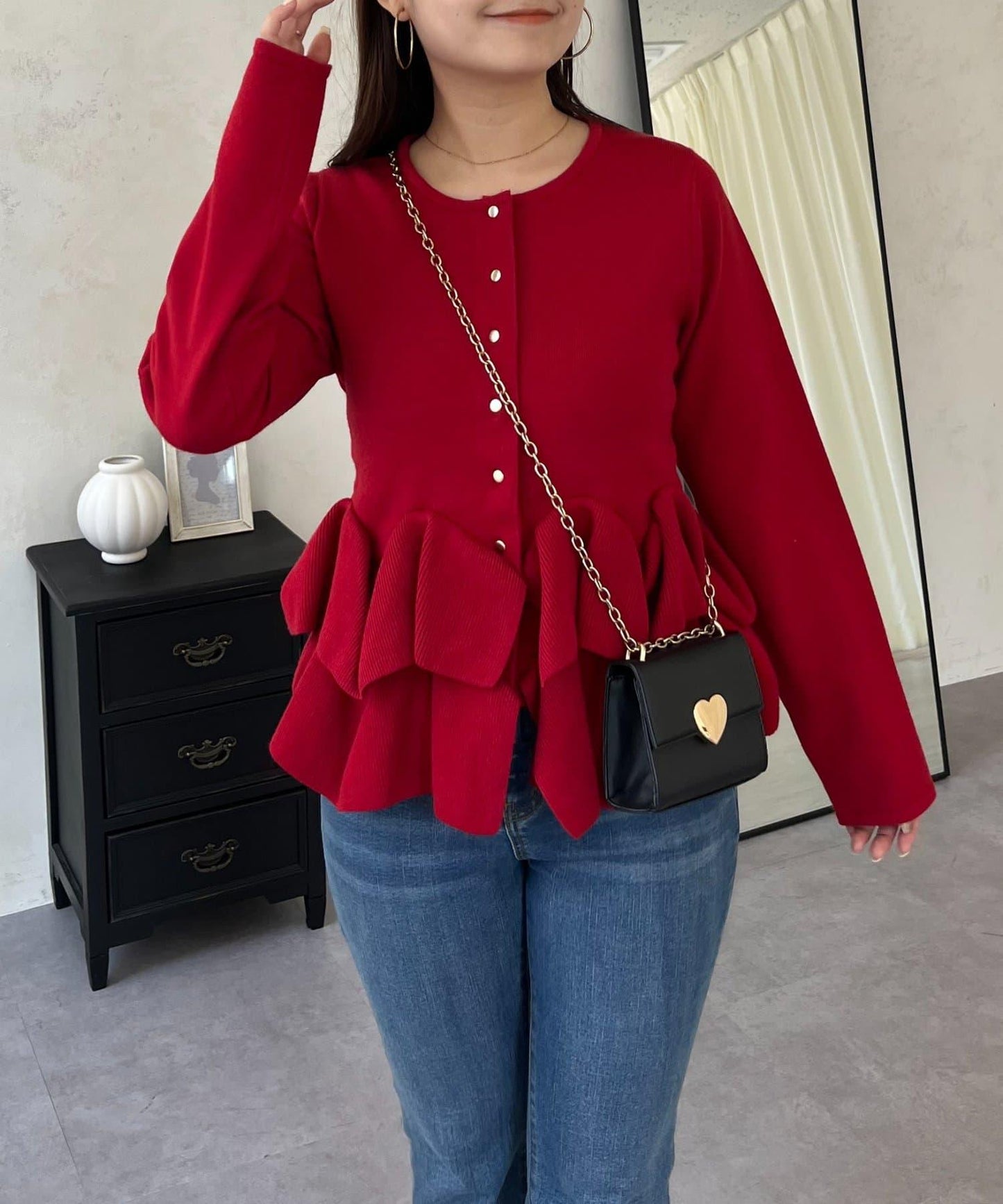 下襬荷葉邊針織開衫