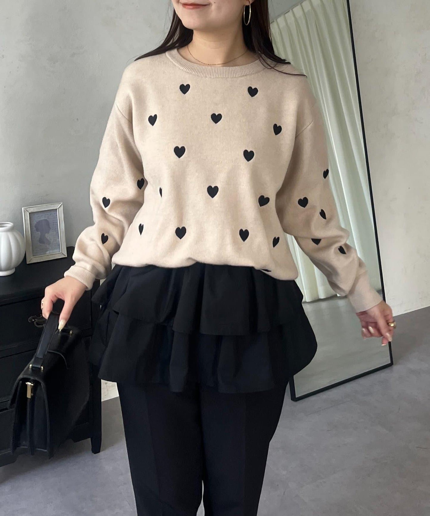 愛心刺繡衛衣風針織衫