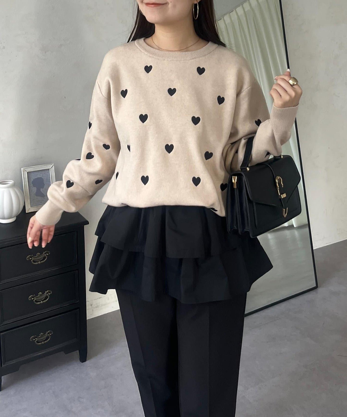 愛心刺繡衛衣風針織衫