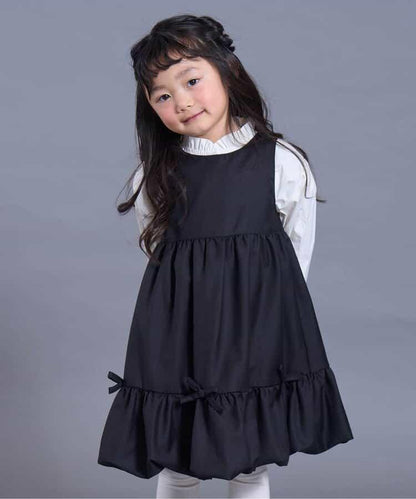 帶蝴蝶結泡泡吊帶連衣裙