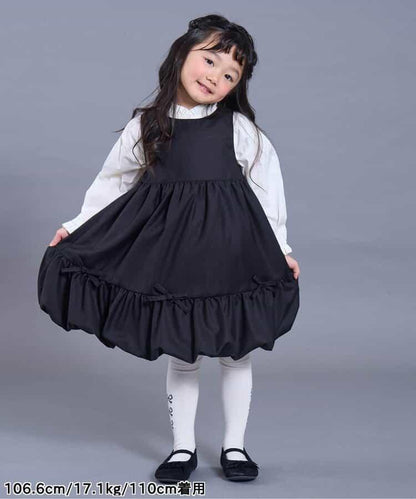 帶蝴蝶結泡泡吊帶連衣裙