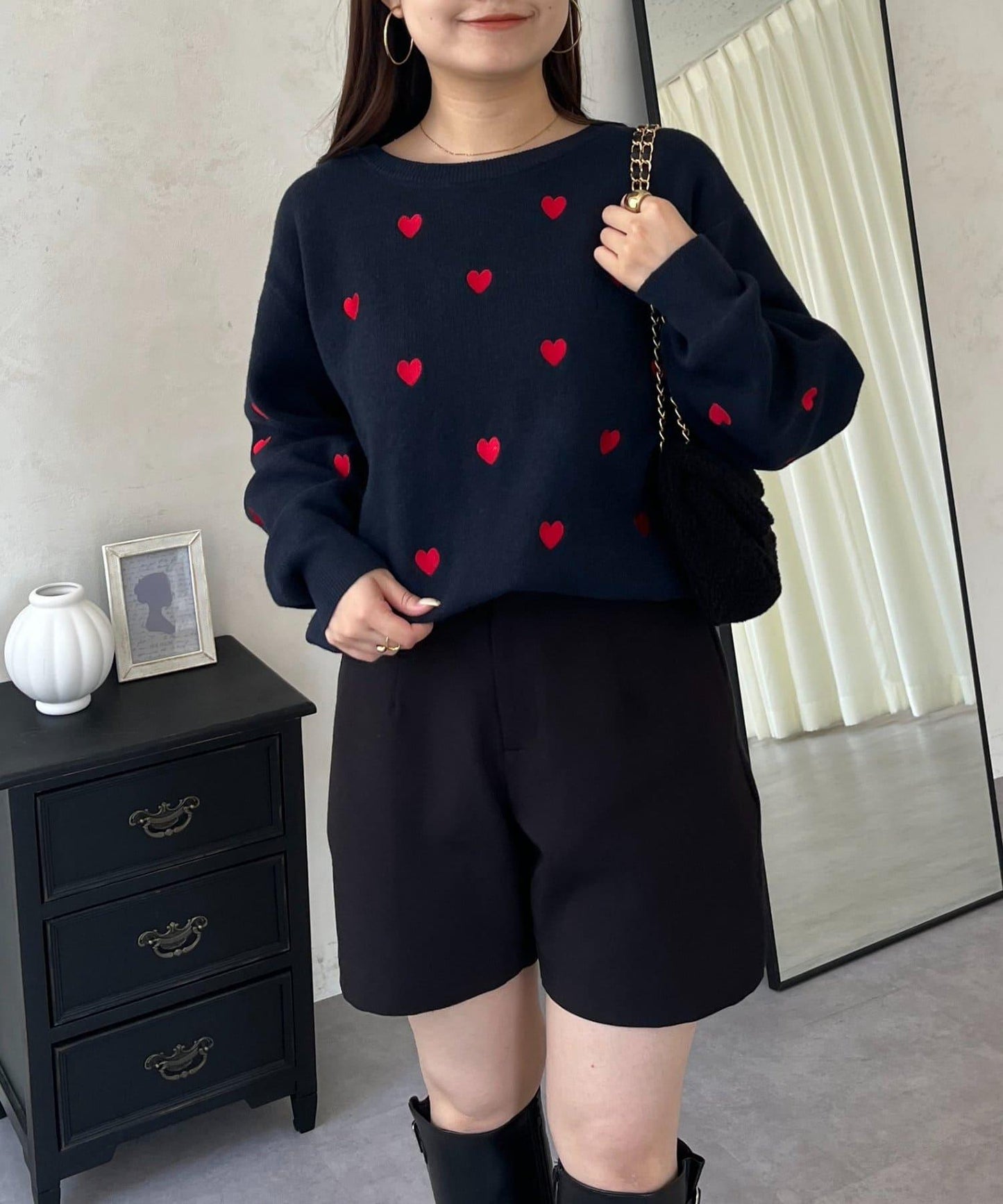 愛心刺繡衛衣風針織衫