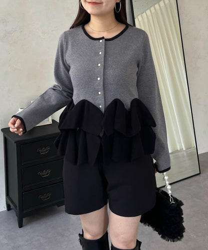 下襬荷葉邊針織開衫