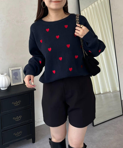 愛心刺繡衛衣風針織衫