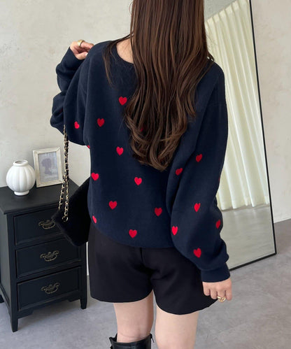 愛心刺繡衛衣風針織衫