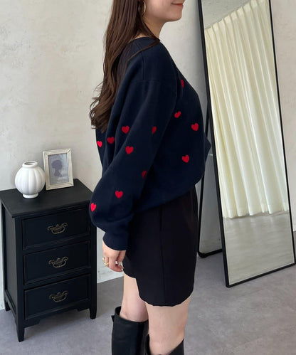 愛心刺繡衛衣風針織衫