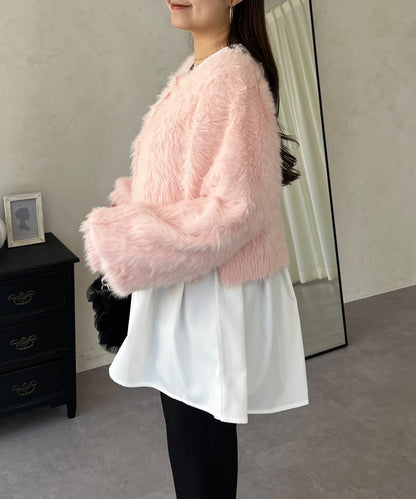 珍珠紐扣褶皺百褶荷葉邊上衣