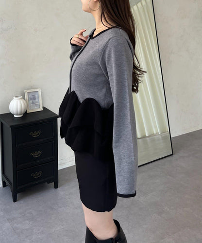 下襬荷葉邊針織開衫