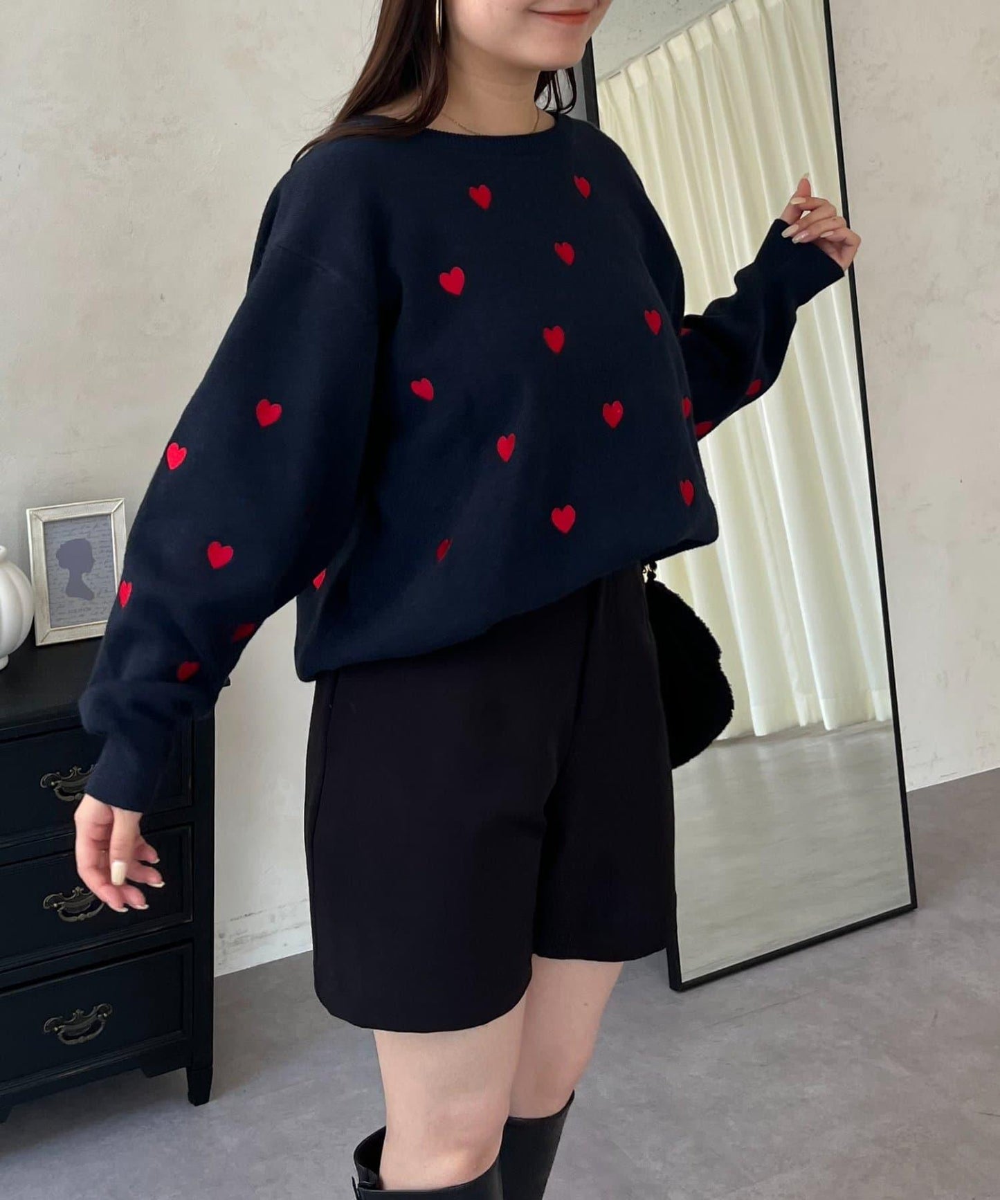 愛心刺繡衛衣風針織衫