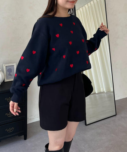 愛心刺繡衛衣風針織衫