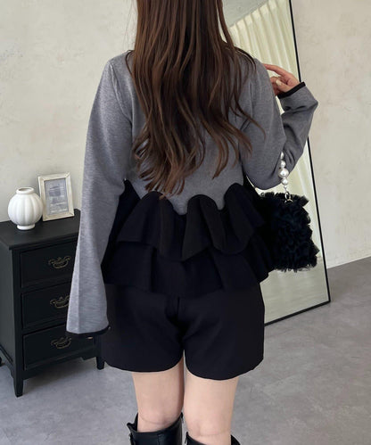 下襬荷葉邊針織開衫