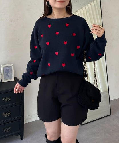 愛心刺繡衛衣風針織衫