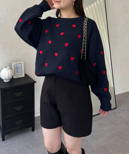 愛心刺繡衛衣風針織衫