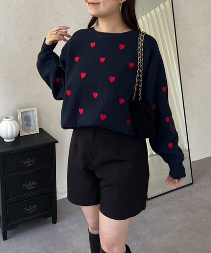 愛心刺繡衛衣風針織衫