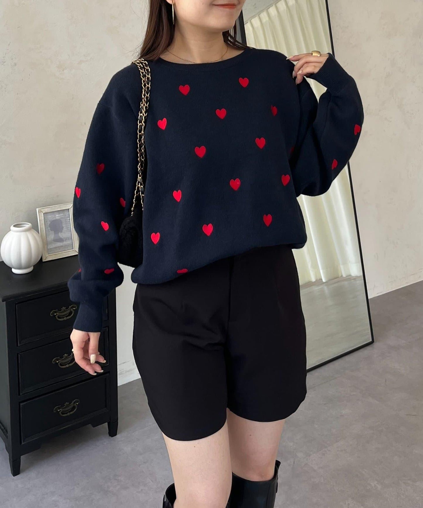 愛心刺繡衛衣風針織衫