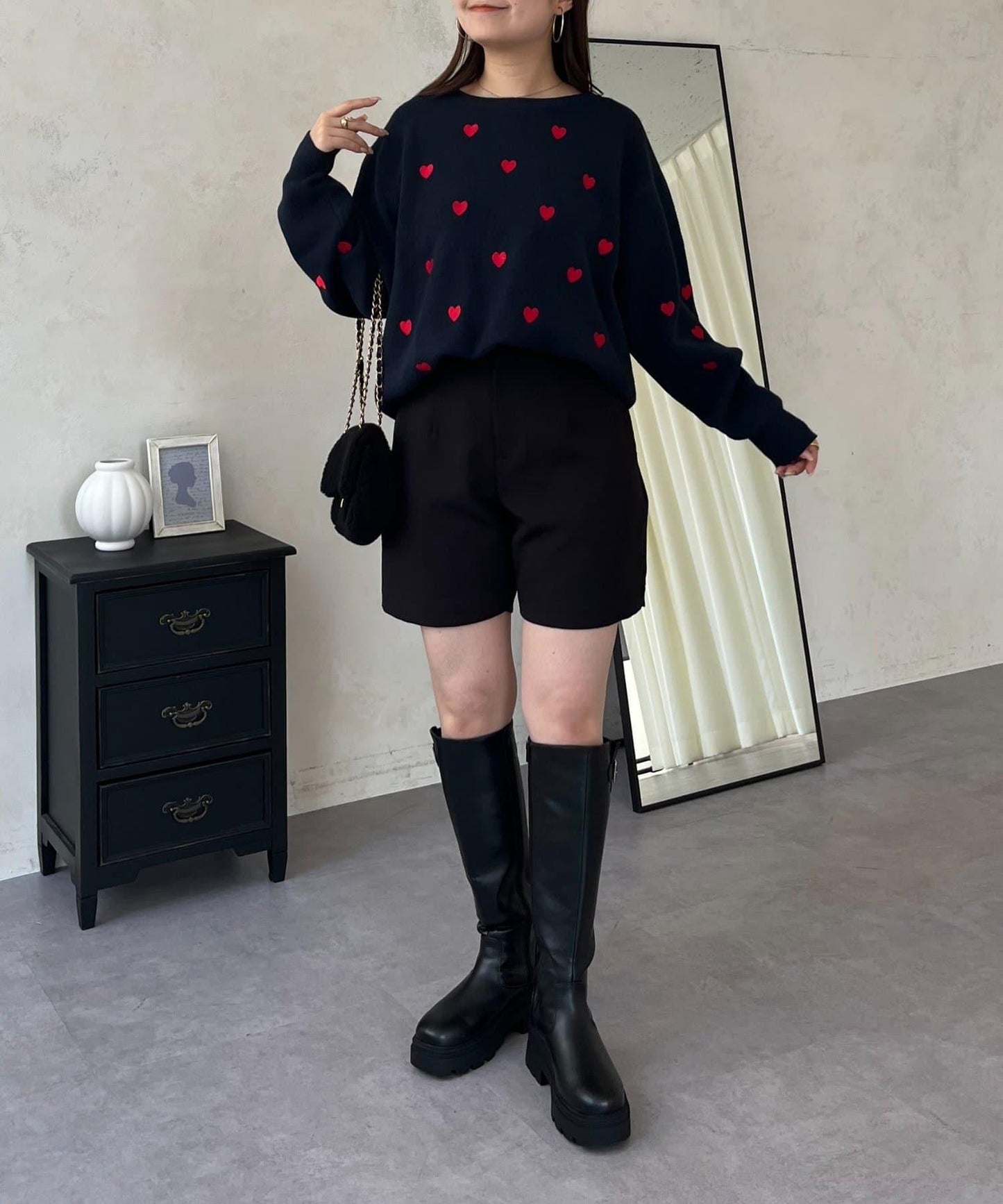 愛心刺繡衛衣風針織衫