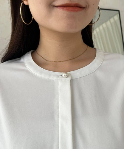 珍珠紐扣褶皺百褶荷葉邊上衣