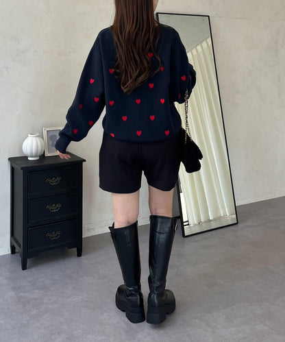 愛心刺繡衛衣風針織衫