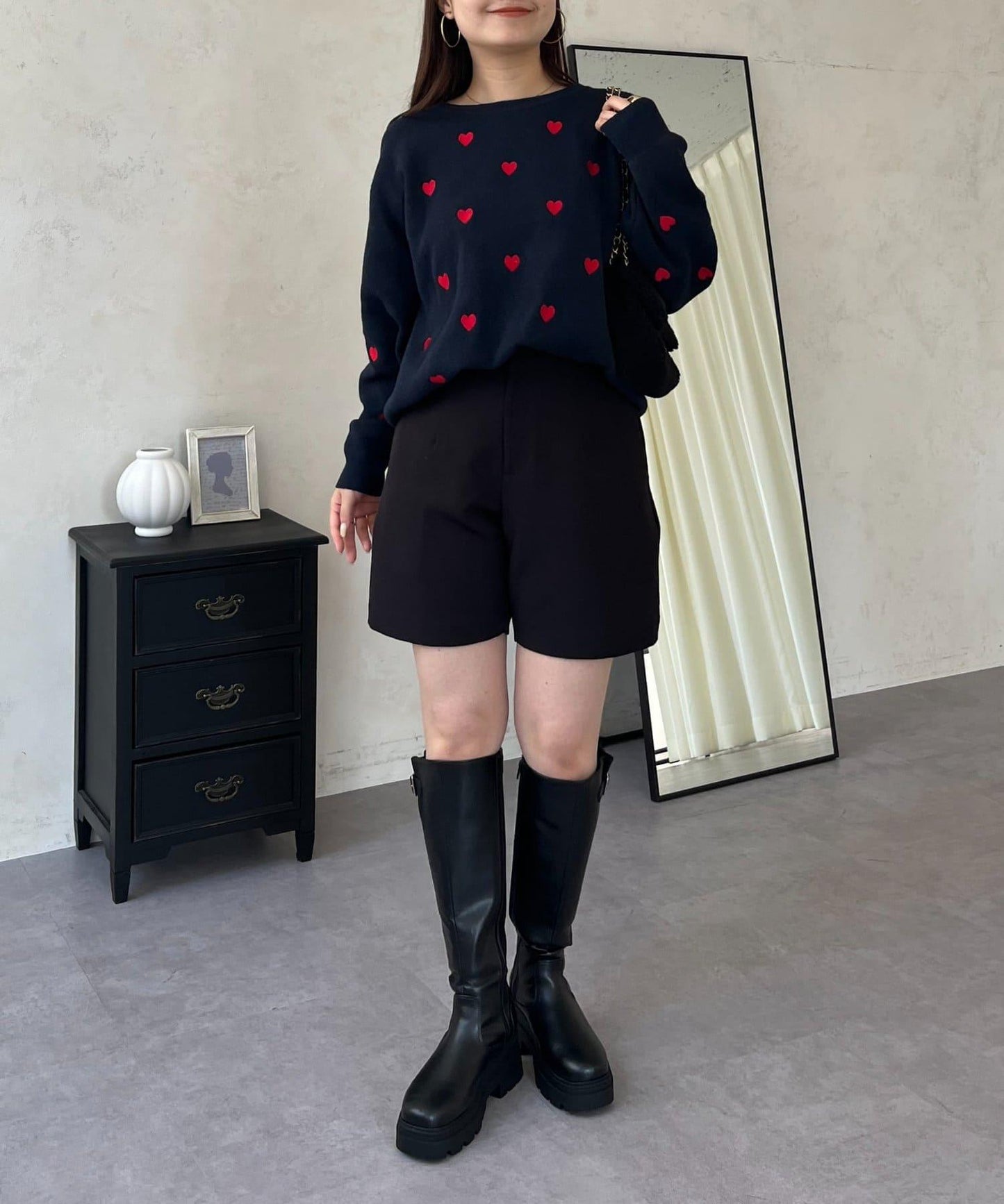 愛心刺繡衛衣風針織衫