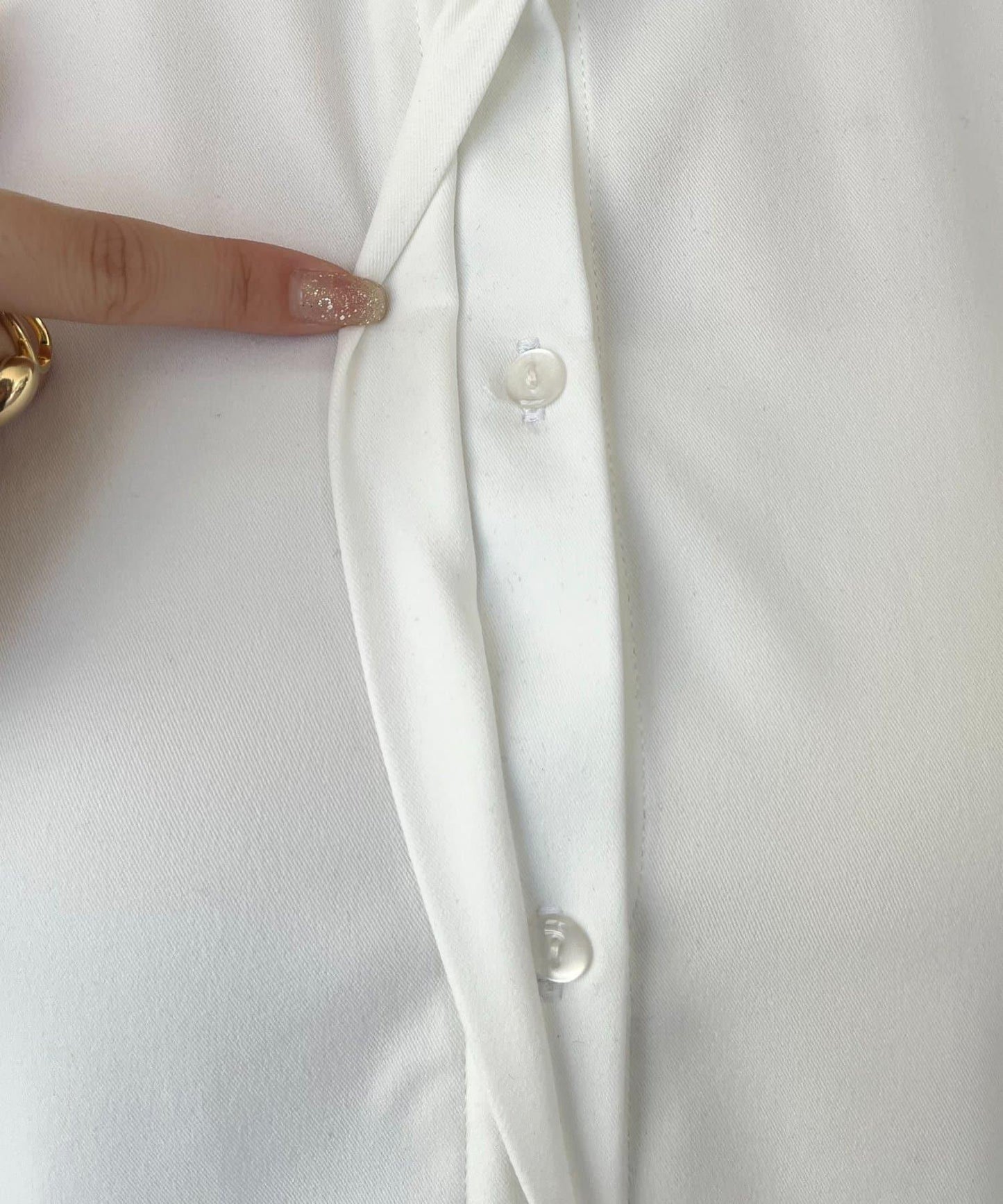 珍珠紐扣褶皺百褶荷葉邊上衣