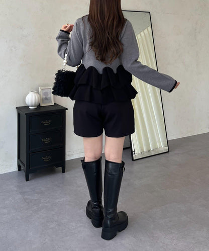 下襬荷葉邊針織開衫