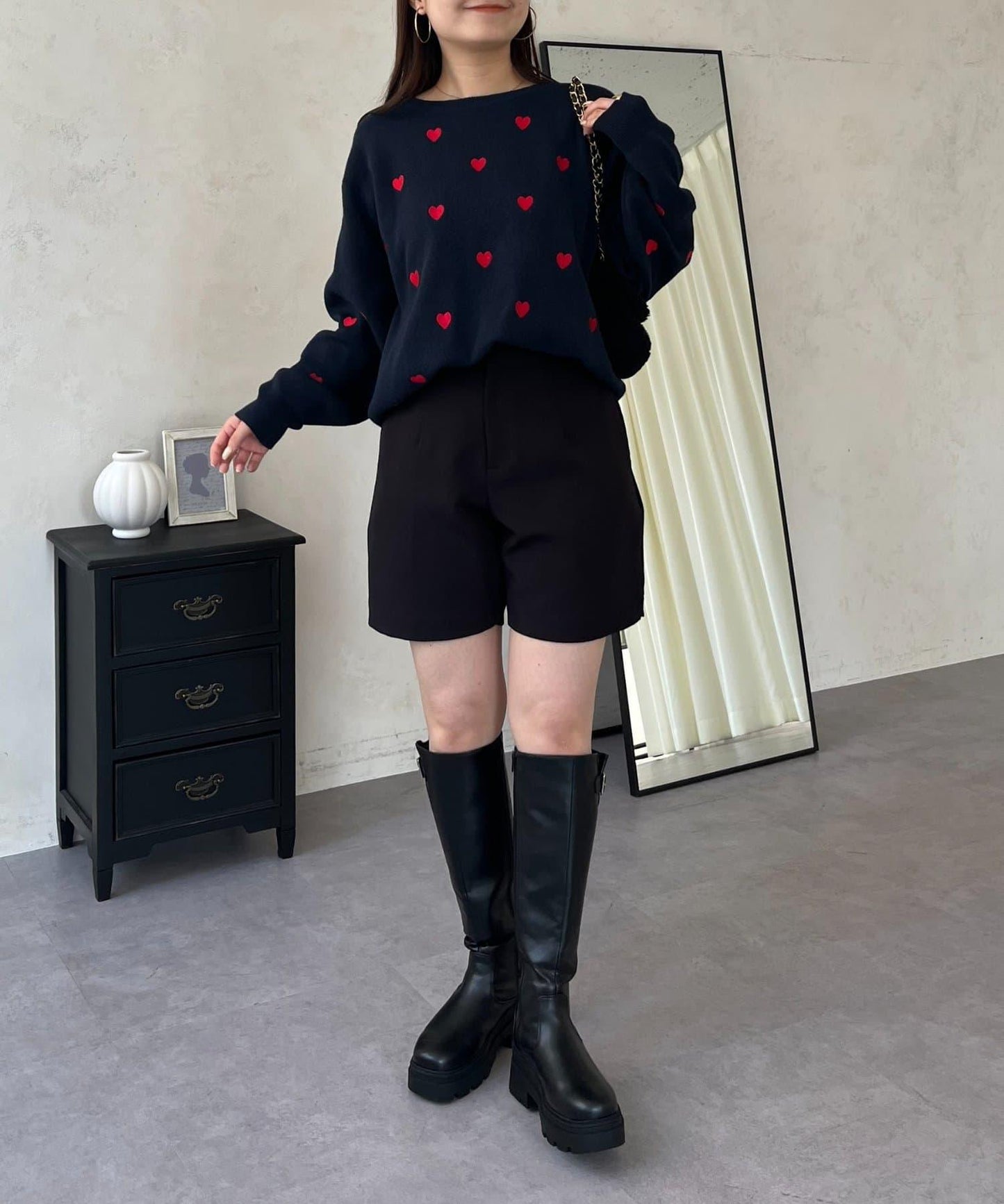 愛心刺繡衛衣風針織衫