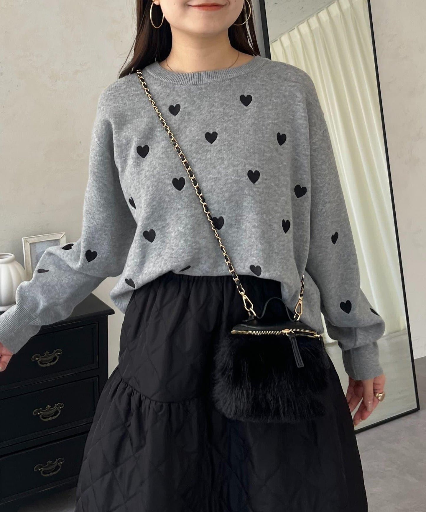 愛心刺繡衛衣風針織衫