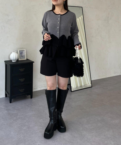 下襬荷葉邊針織開衫