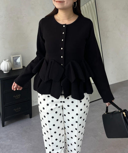 下襬荷葉邊針織開衫