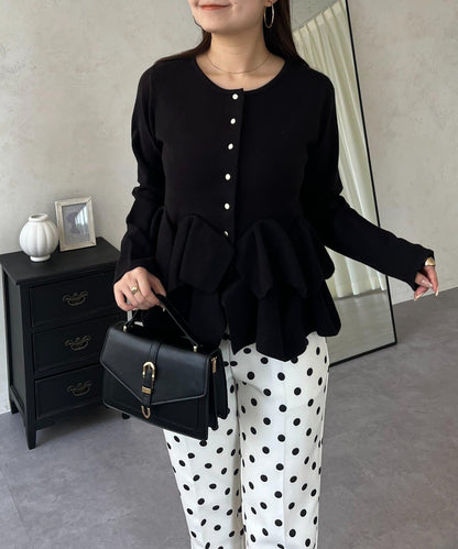 下襬荷葉邊針織開衫