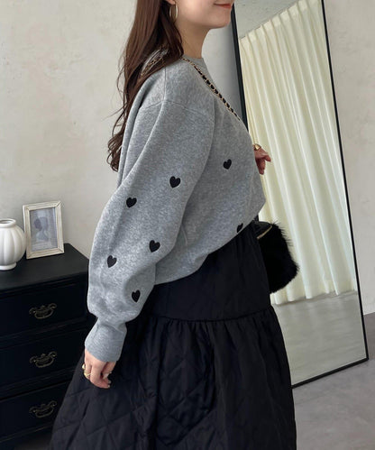 愛心刺繡衛衣風針織衫