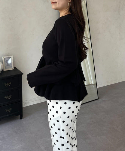 下襬荷葉邊針織開衫