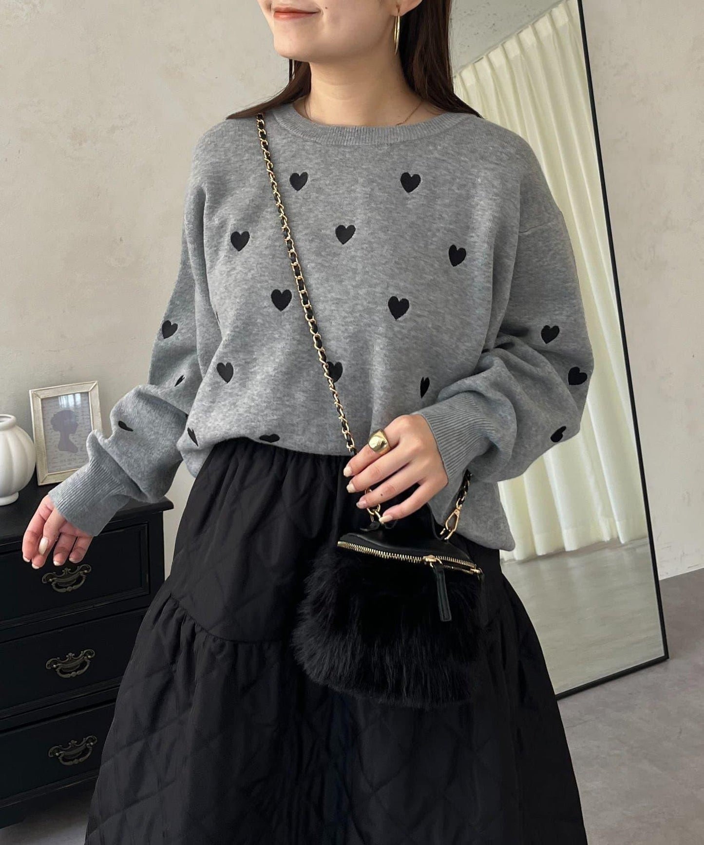 愛心刺繡衛衣風針織衫