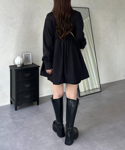 珍珠紐扣褶皺百褶荷葉邊上衣