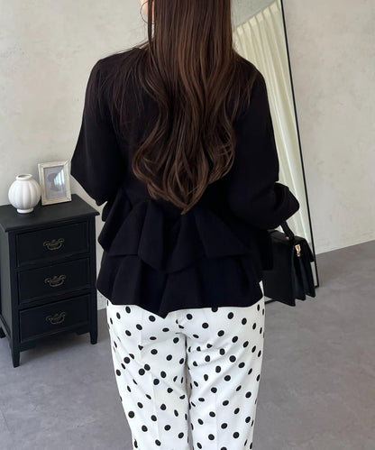 下襬荷葉邊針織開衫