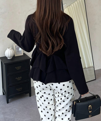 下襬荷葉邊針織開衫