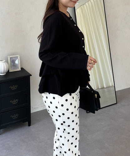 下襬荷葉邊針織開衫