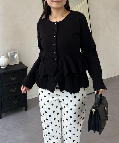 下襬荷葉邊針織開衫